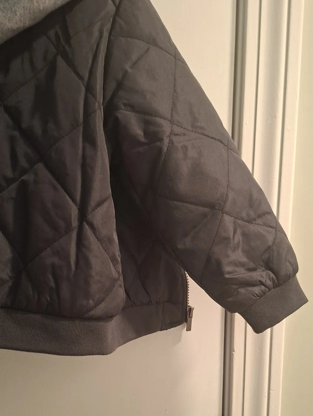 Kids Quilted Hooded Jacket - Dark Gray